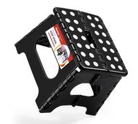 ACSTEP Folding Step Stool Foldable Stool 7.5 Inch Height Kids Step Stool, 300 lb Capacity Plastic Collapsible Stool, Stepping Stool with Handle Black Small Step Stool, Foot Stool Suitable for Kitchen