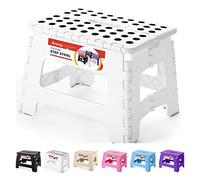 ACSTEP Folding Step Stool, Portable Collapsible Plastic Step Stool, 9 inch, Modern, White, for Kids, Non Slip, Kitchen, Bathroom, Bedroom