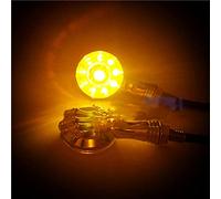 ACSUZ 2Pcs Round Yellow Lighting Human Skeleton Hand Silver Motorbike Indicator Moto Flashers Brake Blinker Motorcycle Turn Signal Light