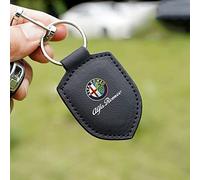 ACSUZ Car Key Chain, for Alfa Romeo Giulia Romeo Stelvio Strap Keyring Men/Women Detachable Key Rings Braided With Logo Accessories,Black-A