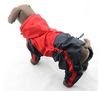 ACSUZ Corgi Dog Clothes Jumpsuit Waterproof Clothing Corgi Dog Raincoat Hooded Rain Jacket Pet Supplies,Red,D L