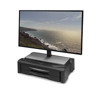 ACT AC8215 Monitor Stand with 2 Drawers A4 Height-Adjustable Monitor Stand for Desk Screen Max. 32 Inches Weight Max. 10 kg Non-Slip Rubber Feet for Extra Stability Black