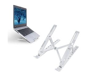 ACT Aluminium Foldable Laptop Stand for Desk (V-Shape), Ergonomic Laptop Riser up to 15.6”, Adjustable Height 6 Positions, Open Air Flow Design- AC8120
