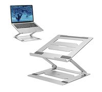 ACT Aluminium Foldable Laptop Stand for Desk (Z-Shape), Ergonomic Laptop Riser up to 15.6”, Adjustable Height Positioning, Open Air Flow Design - AC8135