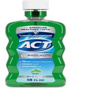 ACT Anticavity Zero Alcohol Fluoride Mouthwash 18 fl. oz. (Pack of 4) With Accurate Dosing Cup, Mint