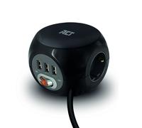 ACT Cube PDU Power Strip With 3 Outlets And USB Ports (European Socket) - AC2400
