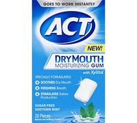 Act, Dry Mouth Moisturizing Gum with Xylitol, Sugar Free, Soothing Mint, 20 Pieces