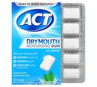ACT Dry Mouth Moisturizing Gum, Soothing Mint, Sugar Free, 20 Count (3 Pack)