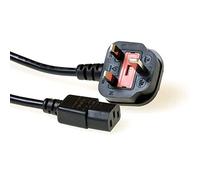 ACT IEC Cable 1m (UK Plug), C13 Cable, PC Power Cable, Type G Male to C13 3 Pin - Earthing Contact Angled - AK5441
