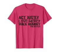 Act Justly, Love Mercy and Walk Humbly Christian t-Shirt T-Shirt, Men, Red Heather, Medium