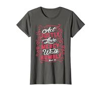 Act Justly, Love Mercy, Walk Humbly, Micah 6:8 Bible Verse T-Shirt, Women, Asphalt Grey, Small