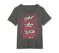 Act Justly, Love Mercy, Walk Humbly, Micah 6:8 Bible Verse T-Shirt, Women's Plus, Asphalt Grey, 4X