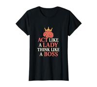 Act Like a Lady Think Like a Boss Feminist Crown Coral Brain T-Shirt