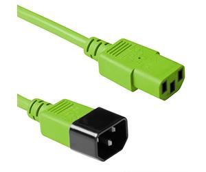 ACT Power Cable 0.6m, C13 to C14 Extension Cable for Cold Devices, IEC Male to Female 3 Pin Power Cable- AK5112 Green