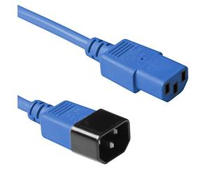 ACT Power Cable 1.2m, C13 to C14 Extension Cable for Cold Devices, IEC Male to Female 3 Pin Power Cable- AK5109 Blue