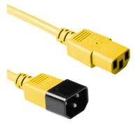 ACT Power Cable 1.8m, C13 to C14 Extension Cable for Cold Devices, IEC Male to Female 3 Pin Power Cable- AK5118 Yellow