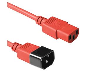 ACT Power Cable 1.8m, C13 to C14 Extension Cable for Cold Devices, IEC Male to Female 3 Pin Power Cable- AK5106 Red