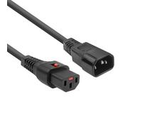 ACT Powercord C13 IEC Lock - C14 Black 1 m