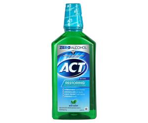 ACT Restoring Anticavity Fluoride Mouthwash, Alcohol-Free Mint Burst, 33.8 fl oz (1 L)