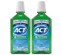 ACT Restoring Anticavity Fluoride Mouthwash with Zero Alcohol, Repairs Enamel & Strengthens Teeth, Mint Burst, 33.8 fl. oz., 2 pk