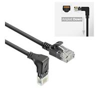 ACT Slimline Network Cable U/UTP CAT6A LSZH RJ45 Angled Down to Straight 0.5 m Black