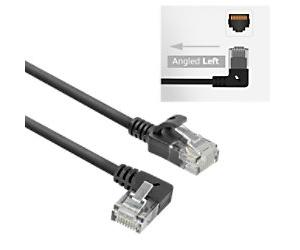 ACT Slimline Network Cable U/UTP CAT6A LSZH RJ45 Angled Down to Straight 5m Black