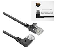 ACT Slimline Network Cable U/UTP CAT6A LSZH RJ45 Angled Left to Straight 0.15m Black