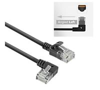 ACT CAT6A Network Computer Cable 90° Angled Upwards, U/UTP LSZH LAN Cable Thin 3.6 mm Slimline, Flexible Ethernet Cable with RJ45 Connector, for Use in Data Centres, 1 Metre, Left