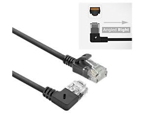 ACT Slimline Network Cable U/UTP CAT6A LSZH RJ45 Angled Left to Straight 1.5m Black