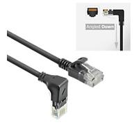 ACT Slimline Network Cable U/UTP CAT6A LSZH RJ45 Angled Right to Straight 2m Black