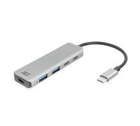 ACT USB C Hub, 4-Port USB 3.0 Hub, 2X USB-C and 2X USB-A, with Premium Aluminium Case, Grey - AC7072
