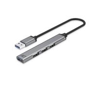 ACT USB Hub 3.0, USB Hub 4 Ports, 1x USB 3.0 and 3x USB 2.0, USB Multiple Plug, Aluminium Housing, Cable Length 18 cm, for PC, Laptop, Console - AC6325