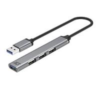 ACT USB Hub 3.0, USB Hub 4 Ports, 1x USB 3.0 and 3x USB 2.0, USB Multiple Plug, Aluminium Housing, Cable Length 18 cm, for PC, Laptop, Console - AC6325