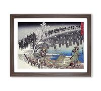 Act Xi Of Chushingura By Utagawa Hiroshige Asian Japanese Framed Print | A2 Walnut Framed Wall Art | Ready to Hang | Asian Nature Picture | Living Room Bedroom Lounge Office
