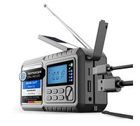 Acta Berg Crank Emergency Radio with 5000 mAh Battery, Solar & Hand Crank, Blackout Torch & Charger, AM/FM/SW, USB, Grey