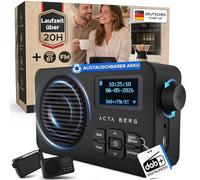 Acta Berg DAB Radio with Battery 5000 mAh Interchangeable & BT 5.3 (Black)