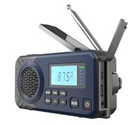 Acta Berg Emergency Radio With Crank & Solar Power - 5000 mAh Battery, World Receiver, AM/FM/SW, USB, Torch & Charger - Blue