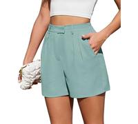 Actcat Women's Shorts Summer Casual Wide Leg Tailored Shorts Elegant Work Shorts with Pockets Light Green XXL