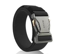 ACTCLOUD Tactical Belt, Stretch Nylon Web Gun Belt Quick Release Work Belt For Hiking Hunting Pants, Black, M-For Waist 36"-42" (Length 49")