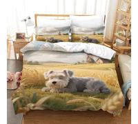 ACTDKGHDJ 3D Printed The Miniature Schnauzer Duvet Cover Matching Pillowcase Soft Lightweight Microfibre Pet Dog Bedding Sets Teens Super King（260x220cm）