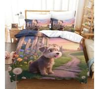 ACTDKGHDJ 3D Printed The Miniature Schnauzer Duvet Cover Matching Pillowcase Soft Microfiber Pet Dog Bedding Sets for Kids King（220x240cm）