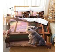 ACTDKGHDJ 3D Printed The Miniature Schnauzer Duvet Cover Matching Pillowcase Soft Microfiber Pet Dog Bedding Set for Kids Single（140x200cm）