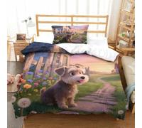 ACTDKGHDJ 3D Printed The Miniature Schnauzer Duvet Cover Set Matching Pillowcae Soft Lightweight Microfibre Pet Dog Bedding Set Teens Single（135x200cm）