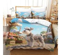 ACTDKGHDJ 3D Printed The Miniature Schnauzer Duvet Cover Set Matching Pillowcae Soft Microfiber Pet Dog Bedding Sets Teens Super King（260x220cm）
