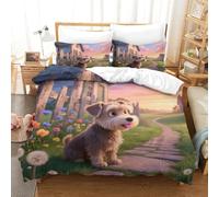 ACTDKGHDJ 3D Printed The Miniature Schnauzer Duvet Cover Set Matching Pillowcae Soft Microfiber Pet Dog Bedding Set Teens Single（140x200cm）