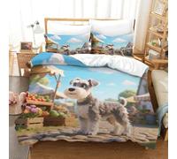 ACTDKGHDJ 3D Printed The Miniature Schnauzer Duvet Cover Set Matching Pillowcae Soft Microfiber Pet Dog Bedding Set with Zipper Easy Care Teens Single（140x200cm）