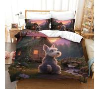 ACTDKGHDJ 3D Printed The Miniature Schnauzer Duvet Cover Set Matching Pillowcase Soft Microfiber Pet Dog Bedding Set with Zipper Easy Care Teens Super King（260x220cm）