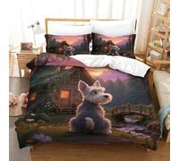 ACTDKGHDJ 3D Printed The Miniature Schnauzer Duvet Cover Set Matching Pillowcase Soft Microfiber Pet Dog Bedding Set with Zipper Easy Care for Kids Single（140x200cm）
