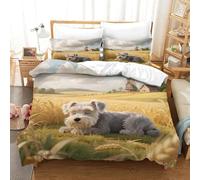ACTDKGHDJ 3D Printed The Miniature Schnauzer Duvet Cover Set Matching Pillowcase Soft Microfiber Pet Dog Bedding Sets with Zipper Easy Care for Kids Double（200x200cm）