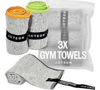 Acteon New Microfiber Quick Dry Gym Towel, Silver ION Odor-Free Mega Absorbent Fiber, Fast Drying, Men & Women Small Workout Gear for Body Sweat, Beach, Working Out, Camping, Travel Towel